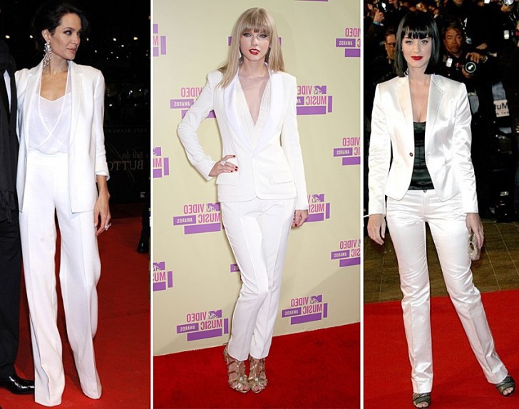 Angelina Jolie、Taylor Swift、Katy Perry全白西裝穿搭